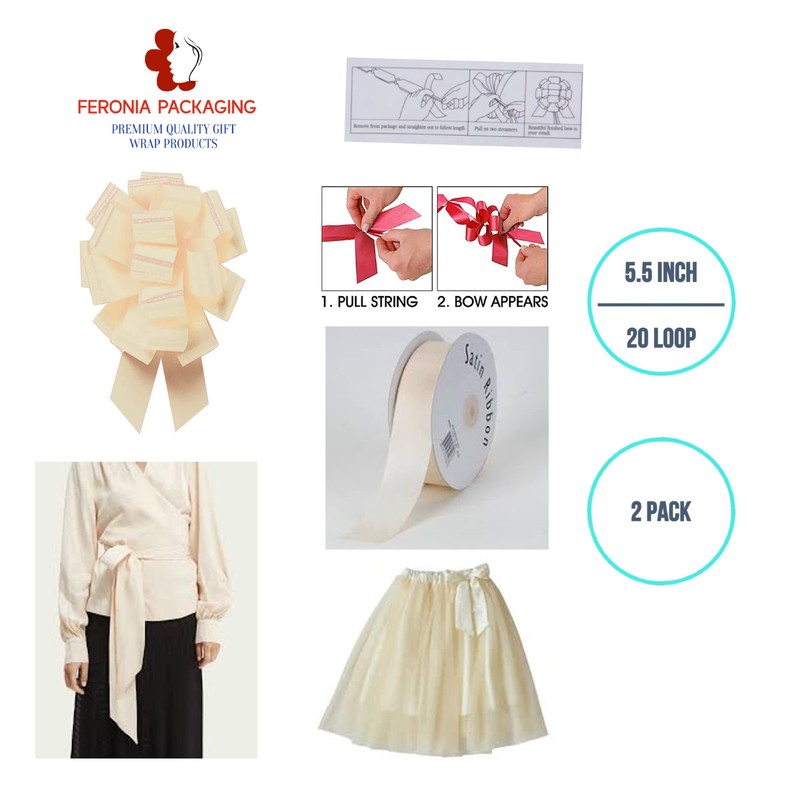 Feronia Packaging 2 Pieces Pull Bow for Gift Wrapping Gift