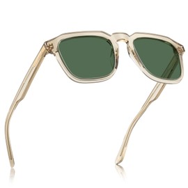 CARFIA Small Sunglasses Men's Polarised Driving Glasses with UV Protection for Narrow Faces / Youth CA5352, Transparent frame, green lens