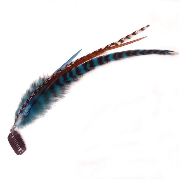 Indian Blue Clip on Feather Hair Extension Approx 6"-7" Long Salon Quality Feathers