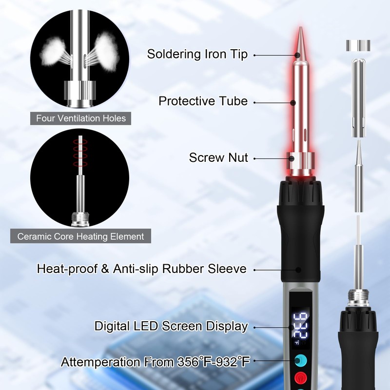 Soldering Iron Kit, 100W Soldering Gun with LED Digital Display,