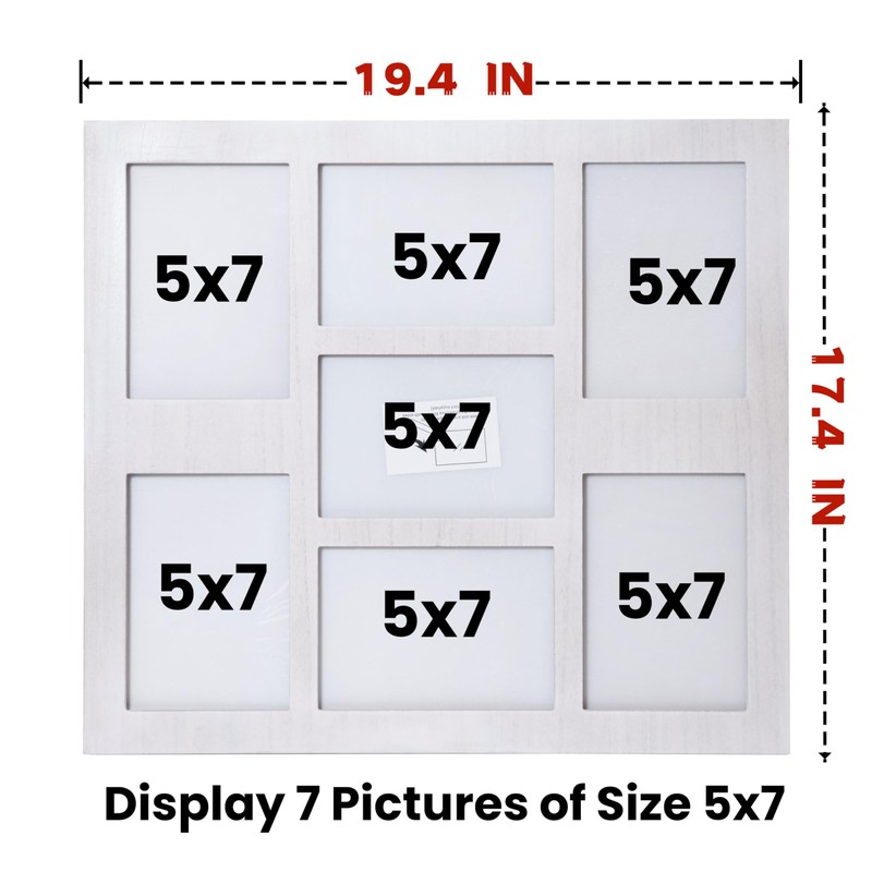 Picture Frame Collage 5x7 Photos Display - 7 Openings Photo