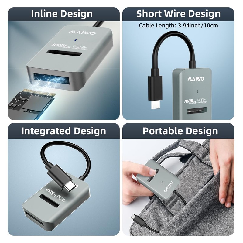 MAIWO M.2 NVMe to USB Adapter, USB C PCIe NVMe