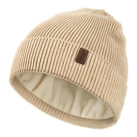 Beanie for Men, Stretchy Soft Cuffed Wooly Beanie with Thick Warm Lining, Unisex Classic Winter Hat, Gifts for Women/Men/Her/Him/Dad (Light Cream Yellow)