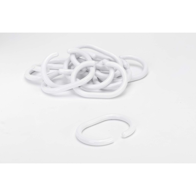 Croydex AK142122 Shower Curtain C-Rings, Pack of 12, White, 17.5