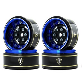 TREAL 1.0 Beadlock Wheels Deep Dish Rims (4P) for SCX24 AX24 FCX24 TRX4M 1/24 1/18 Crawler Car-Type F(Blue)