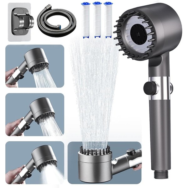 Ion Drops Shower Head with 60 Inch Hose, 4 Spray