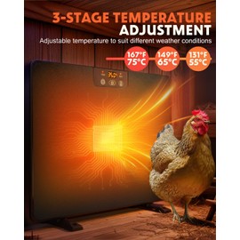 Torlaist 2026 Upgraded Chicken Coop Heater, 200W Chick Brooder Heating Plate with 5 Timing Function & 3 Adjustable Temp, Chicken Brooder Heater with Overheat Protection, UL-Compliant (Black)