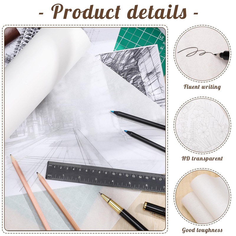 Tracing Paper Roll 30cm x 78m, White Trace Paper Pattern