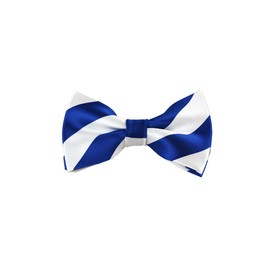 Romario Manzini collegiate Stripe Pre-Tied Bow Tie (Royal Blue and White)