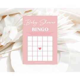 Your Main Event Prints Pink Girl Baby Shower Games and Activities, Minimalistic Design, Bingo, What's in Your Phone, Guest Quest, and Who Knows Mommy Best, 25 Pack