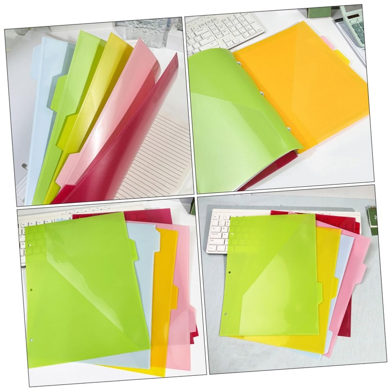 DOITOOL 5pcs Pocket Dividers with Tabs Plastic Folder Dividers for