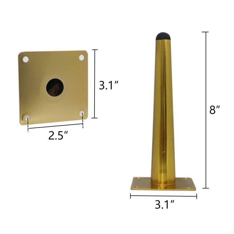 WEICHUAN Straight Furniture Legs Replacement Metal Gold Sofa Couch Chair