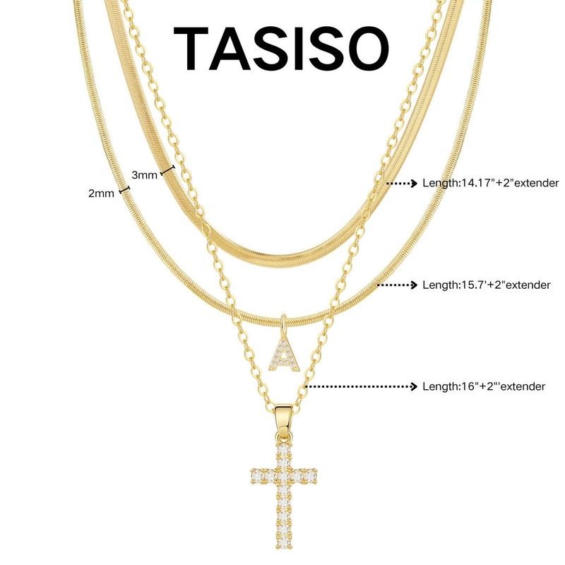 TASISO Layered Gold Necklaces for Women Tiny Initial Necklaces 14K