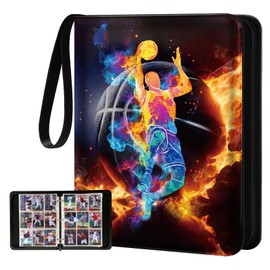 Gurgitat for 9 Pocket Trading Card Binder for 900 Cards - Large Capacity Card Collection Album Folder Double Sided Pocket with Zipper Basketball Design for Men Boys Teens for Sports Cards Game Cards
