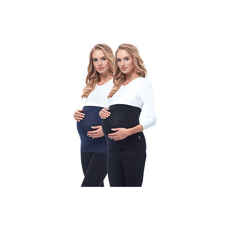 Be Mammy Maternity Belly Band 169 2 Pack (Black/Dark Blue,