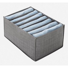 Periea 'Alex' Clothes Organiser - Non-Woven 140 gsm, Foldable Wardrobe Storage Organiser, Washable Drawer Dividers with 7 Compartments for Jeans, T-Shirts, Leggings (Medium)