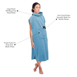 FAB-ON UK Poncho Towels Changing Robe for swimming Outdoor, Beach Light Weight 100% Cotton Changing Towel with Pockets, Hooded Surf Poncho for Men Women after Swimming