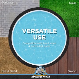Rhino Pad 15 ft Round Pool Liner Pad for Above Ground Pools | Durable Puncture Resistant Under Pool Mat | Effortless to Install | Strong Eco-Friendly Padding | Extends Life of Swimming Pool Liners