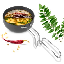 KSJONE Scratch Resistant Coating - Mini Tadka Pan for Eggs, Spices, Melting Butter - and More Tadka Pan,Large Tadka Pan for saag, dal, kadhi, dhokla, 5 Inch (17 Oz)