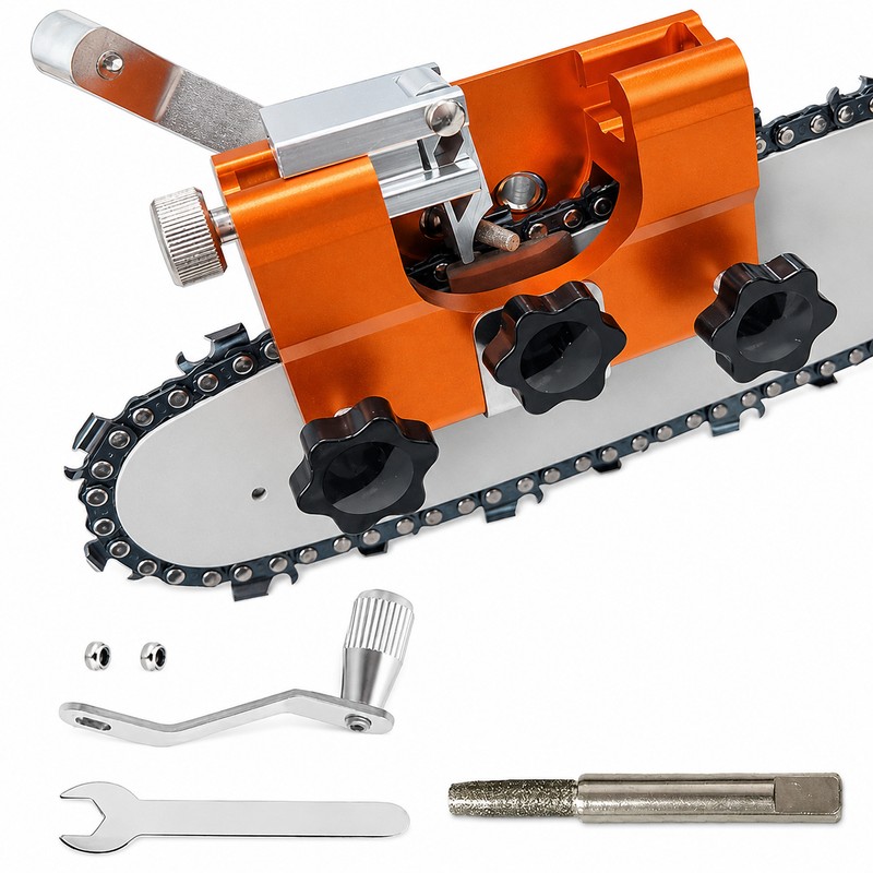 Portable Chainsaw Sharpener Jig for Chain Maintenance – Hand-Crank Sharpening