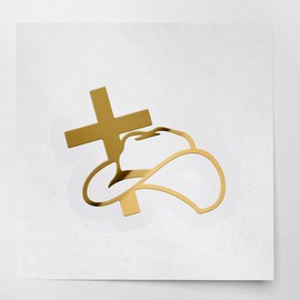 Decal Stickers of Cowboy Hat Christian Cross (Metallic Gold) (Set of 2) Premium Waterproof Vinyl Decal Stickers for Laptop Phone Accessory Helmet Car Window Mug Tuber Cup Door -ANDstic520845GO040522