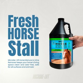 Microbe-Lift Horse Manure & Urine Eliminator – 1 Gallon – Concentrated Formula for Waste & Bedding – Safe for Horses, Feed & Water Areas – Freshens Stalls, Barns & Bedding