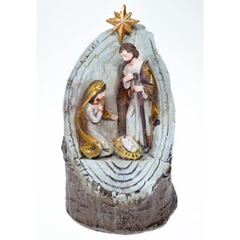 Hanna's Handiworks Holy Family Nativity Scene with Star of Bethlehem Carved Decor for Loved Ones and Addition to Mantel, Bookcase, Tabletop, Religious Display - 8”x 5