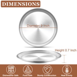 TeamFar 9 Inch Pizza Pan, Stainless Steel Small Crispy Pizza Tray, Round Pizza Dish Plates for Toaster Oven Baking Cooking, Healthy & Heavy Duty, Easy Clean & Dishwasher Safe(4 PCS)