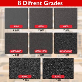 Worldity 56 Pcs 4 x 2.7 Inch 180-2500 Grit Sanding Sponge Set, Ultra Fine Sanding Sponges, Wet Dry Sandpaper Compatible with Hand Sanding, Reusable Sanding Block for Wood Drywall Metal Polishing