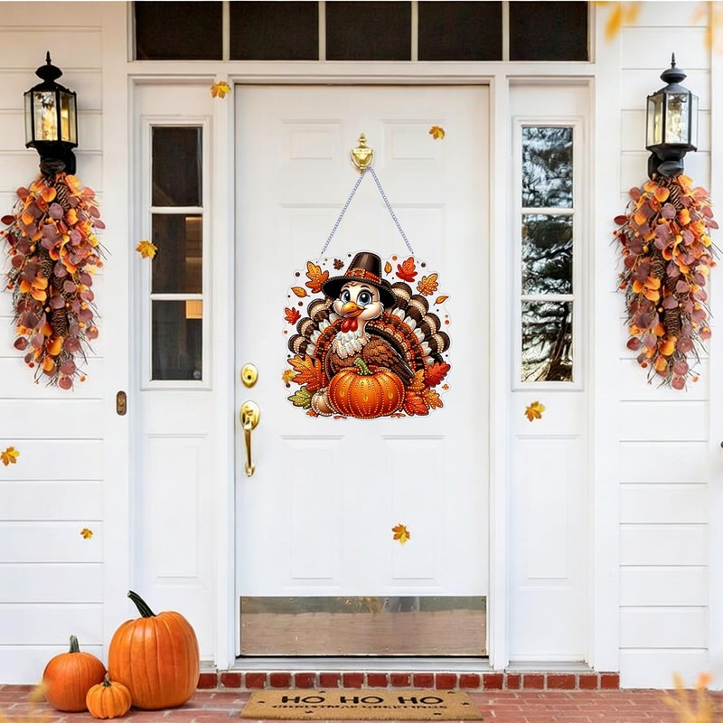 Thanksgiving Hanging Diamond Art Kits for Adults,Acrylic Window Decor