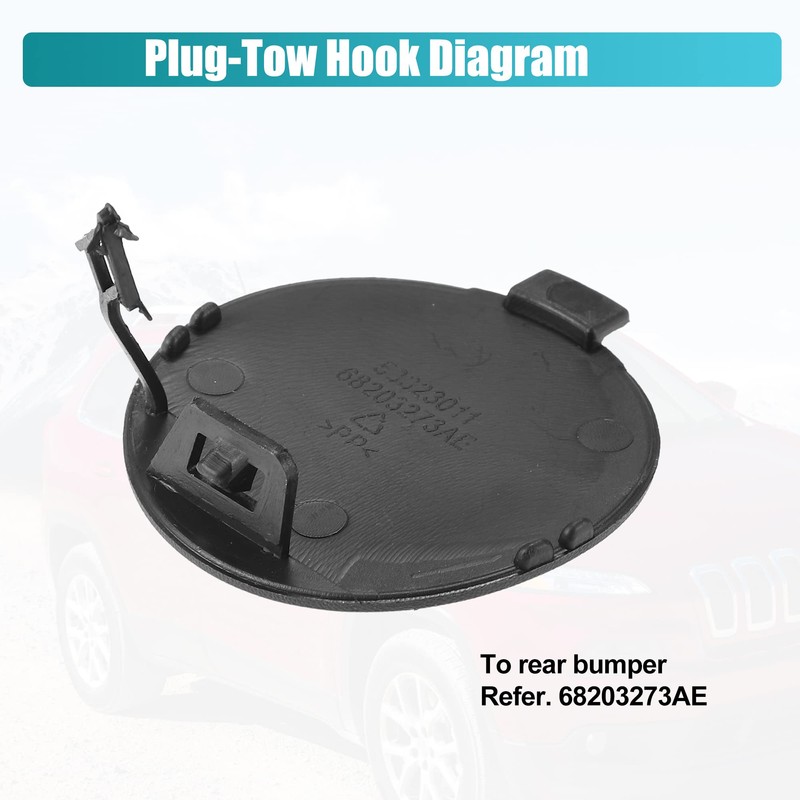 QUARKZMAN Front Bumper Tow Hook Cover for Jeep Cherokee 2014-2018