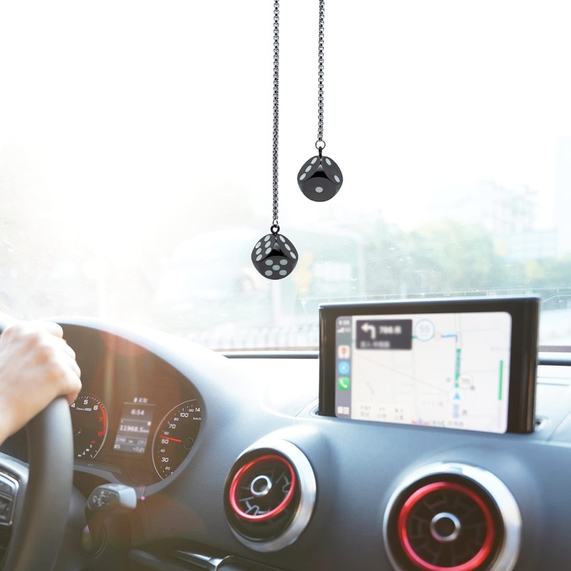 Car Dice Rear View Mirror Accessories Metal Dice for Car