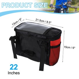 PATIKIL Bike Handlebar Bag, Bike Frame Bag Waterproof Bike Basket Bag with Reflective Strip Bicycle Accessories for Men Women Outdoor Cycling Mountain Road Bikes, Red