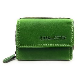 Genuine Leather Compact Wallet for Men & Women - Small Wallet with RFID Protection, 2 Note Compartments, Zip Coin Pocket, Genuine Leather, Green, S, Casual
