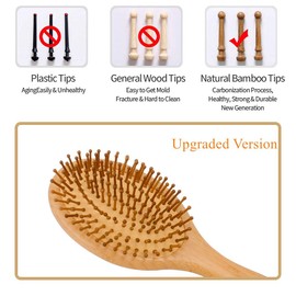 Natural Wooden Hair Brush with Air Cushion Combs for Scalp Massage Anti-static, No Hair Tangle (Oval)