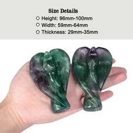 KYEYGWO Fluorite Crystal Praying Angel Figurine Guardian Angel Wings Statue for Home Decor, Blessing Protection Stone Memorial Sympathy Gifts