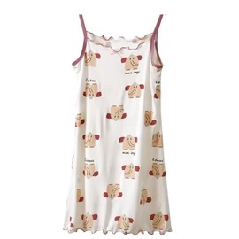 Belle G Girls Cotton Viscose Nightdress Lounge Dress Short Sleeve Cami Sleep Dress with Cute Prints Age 4-13 Years, White Elephants