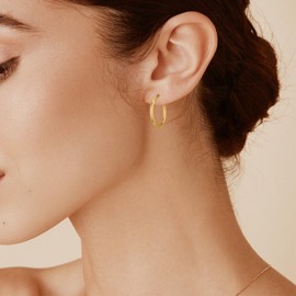 JIAYIQI Gold Hoop Earrings for Women Hypoallergenic 925 Sterling Silver Hoop Earrings with 14K Gold Plated Medium Gold Earrings for Sensitive Ears 25mm