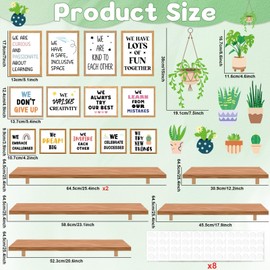 Motivational Bookshelf Bulletin Board Set Greenery Back to School Classroom Decoration Potted Plant Eucalyptus Paper Cutout Inspirational for Teacher Office Home Wall Office Door Decor Party Supplies