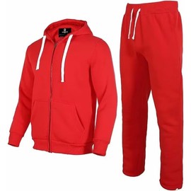 R RAMBLER 1985 Mens Tracksuit 2 pieces Thick Fleece Hood Sweatsuit set,zip up casual Outfit Athletic jogger suit running sport outwear(RED,large)