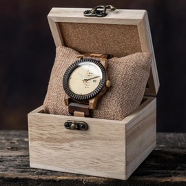 BOBO BIRD Mens Wooden Watch Analog Quartz with Week Display Lightweight Handmade Wood Wrist Watch for Men (Glod)