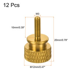 sourcing map 12pcs M3x10mm Knurled Thumb Screw Computer Case Threaded Hand Tighten Screws Aluminum Alloy for PC Case, Gold