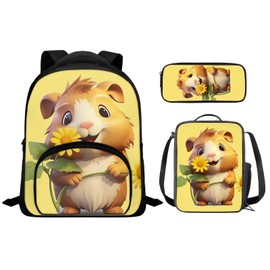 Bivxisrvo Voles Print School Backpack for Girls，Backpack for Girls with Lunch Box Pen Case 3 Pcs Set Cute Backpack Kindergarten Elementary School Book Bag for Teen Girls