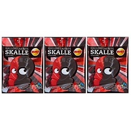 Bubs Godis Hallonlakritsskalle - Raspberry/Liquorice Skull - Original Swedish Licorice Wine Gum Candy Bag 90g, 3-Pack