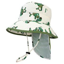 JUPSK Toddler Sun Hat, Boys Girls Summer Bucket UPF50 Sun Protection Hat with Adjustable Straps Quick-Drying Children's Hat Cotton Beach Hat with Neck Flap