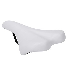 Bicycle Saddle, Shockproof Mountain Bike Bicycle Seat for Comfortable Cycling, PU Leather, White, Suitable for Road Bikes or Fixed Gear Bikes (White)