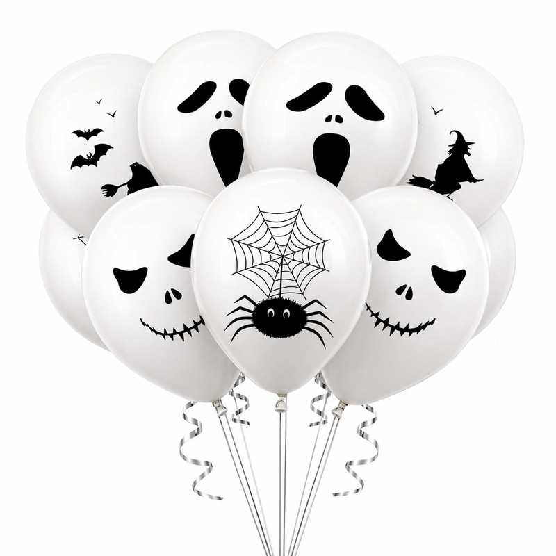 Halloween Ghost Balloons Set for Party Decoration – 12pcs Spooky