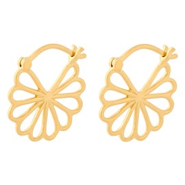 Pernille Corydon E326g Women's Gold Small Bellis Hoop Earrings Gold Flower Small Floral Daisy Design 17 mm, Gold Plated