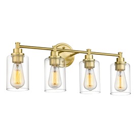 FEMILA Vanity Lights for Bathroom, Modern 4-Light Gold Bathroom Light Fixture, Wall Vanity Lamp with Champagne Gold Finish, 4FYC56B-4W BG