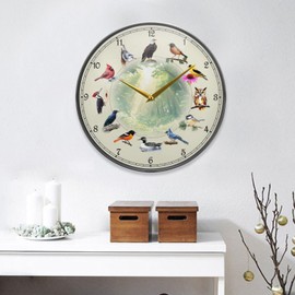 WEVIBOFU Bird Wall Clock Battery Operated Desk Clock, 12 inch Silent Non Ticking Acrylic Wall Clocks for Bedroom Living Room Office Classroom Kitchen Decor